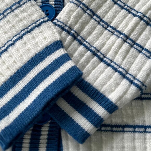 Kids’ Striped Knit Cardigan Blue and White Button-Up - Picture 7 of 9